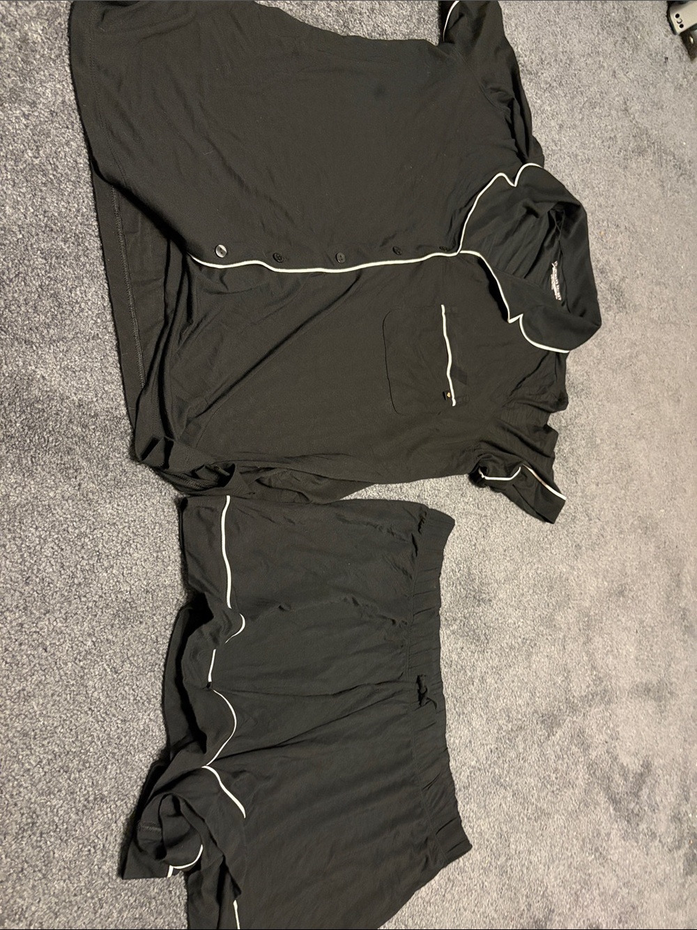 Victoria's Secret Black Short Sleeve & Shorts Pajama Set with White Piping
